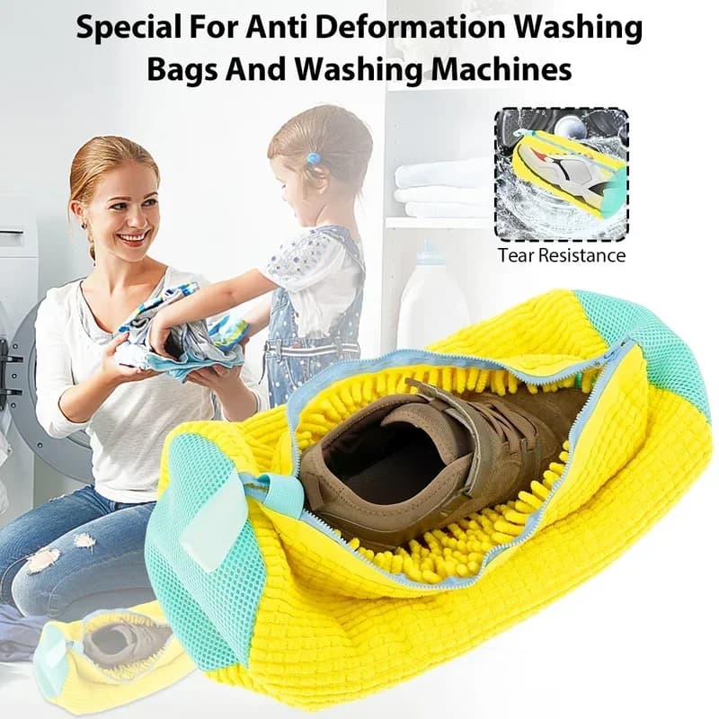 Washing Shoes Bag Organizer Cotton Laundry Fluffy Fibers Easily Remove Dirt Washing Bags Anti-Deformation Shoes Organizer